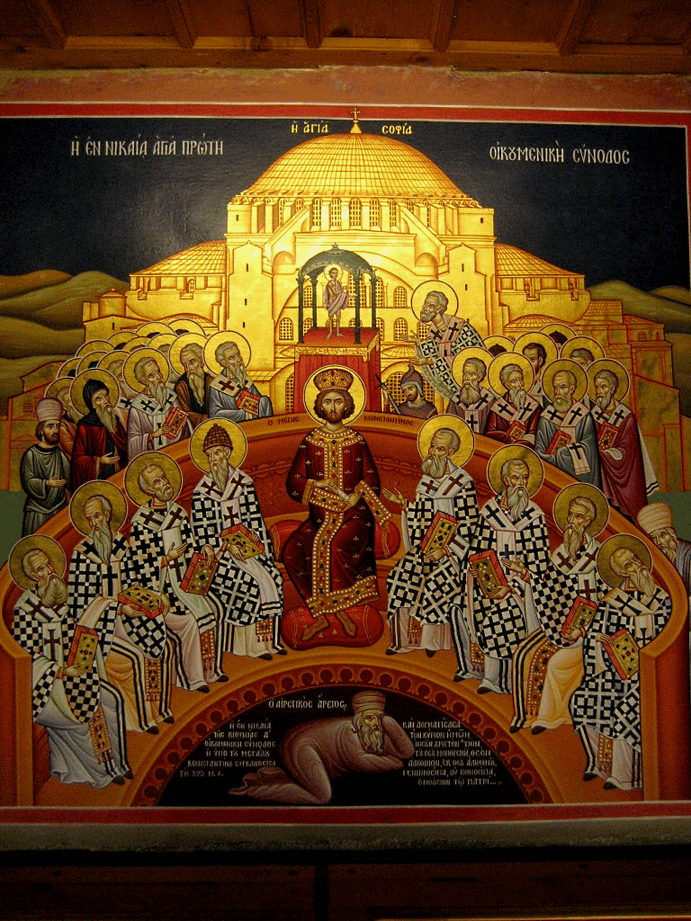 The Council of Nicaea, with Arius lying under the feet of Emperor Constantine